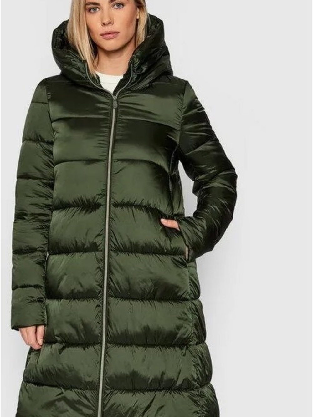SAVE THE DUCK Pine Green Quilted Puffer Jacket with Logo Patch